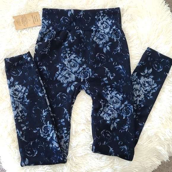 ADULT Floral Print Thermal Fleece Lined Yoga Waistband Legging NWT - Picture 1 of 3